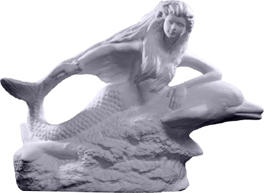 Mermaid on Dolphin Plaster Statue