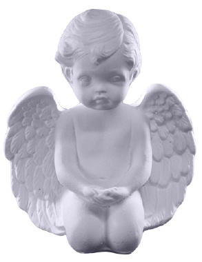 Cherub with Palms Up Plaster Statue