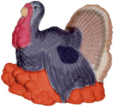 Turkey with Fruits Plaster Statue