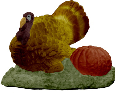 Turkey with Pumpkin Plaster Statue