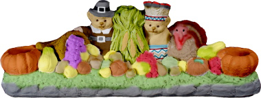 Thanksgiving Bears Feast Plaster Statue