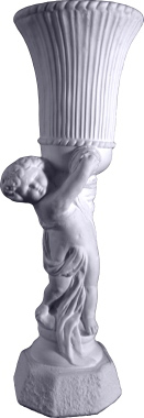 Cherub with Ribbed Plaster Urn left