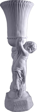 Cherub with Ribbed Plaster Urn right