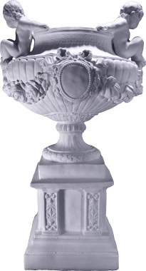 Ornate Twin Cherubs Plaster Urn