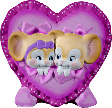 Two Mice Heart  Plaster Vase