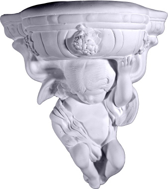 Cherub with Grapes Plaster Wall Vase