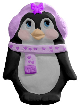 Winter Penguin Girl Plaster Plaque