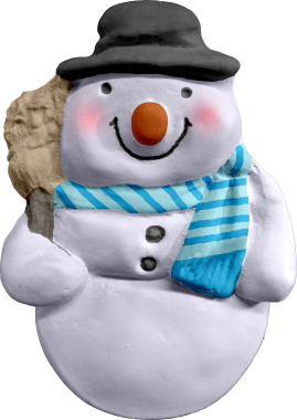 Snowman with Scarf Plaster Plaque