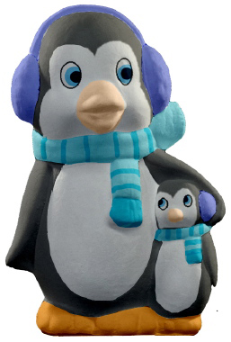 Penguin Friend Plaster Statue