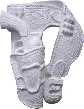 Ornate Gun and Holster Plaster Plaque